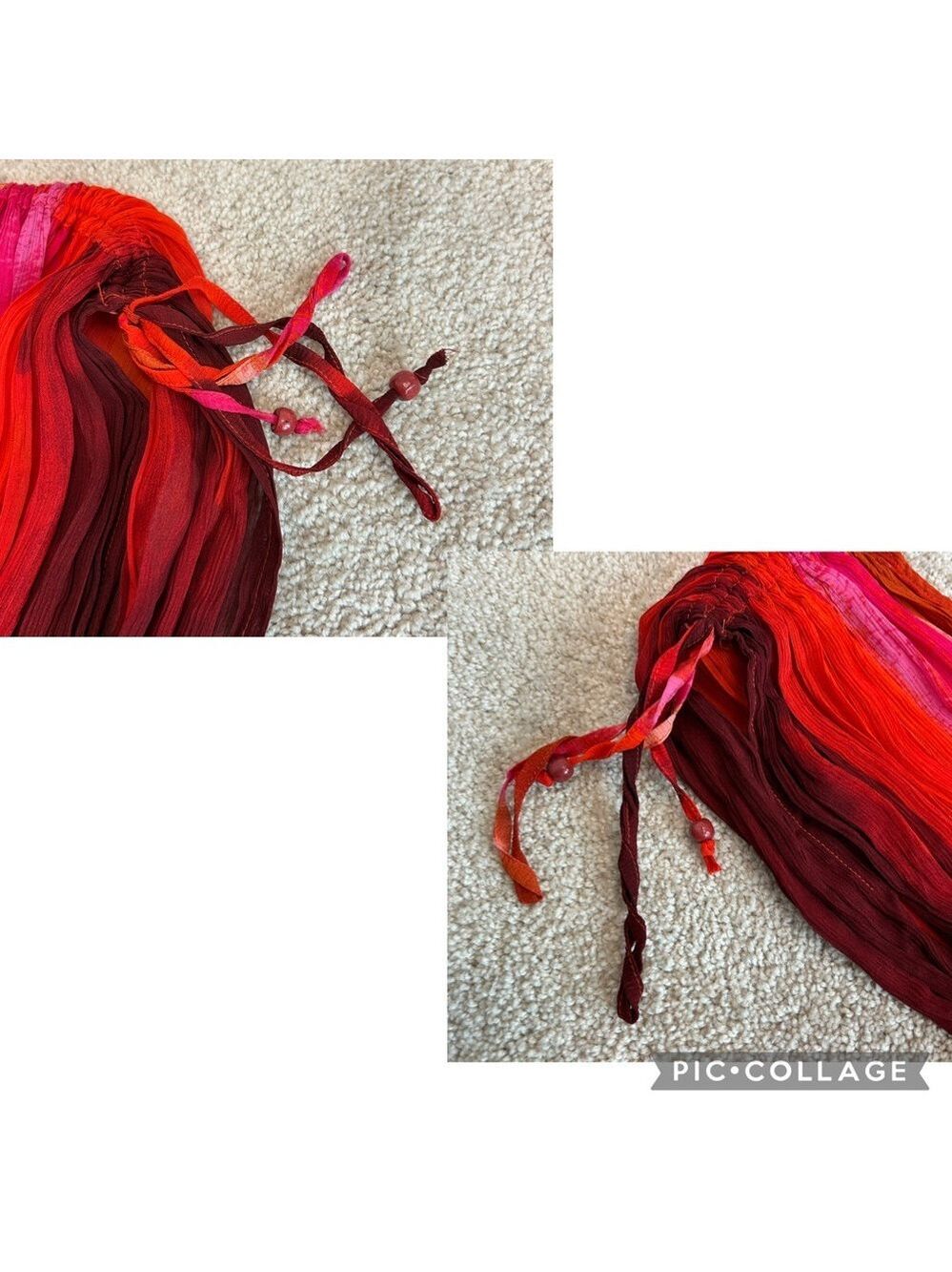 Zara red pink tie-dye BoHo V-neck midi dress Sz M tropical beach vacation NWOT - Picture 14 of 16